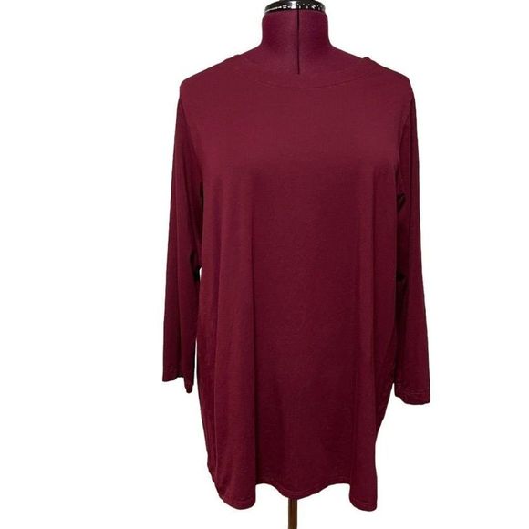 J. Jill Tops Jjill Luxe Supima Forward Seam Tunic Burgundy Long